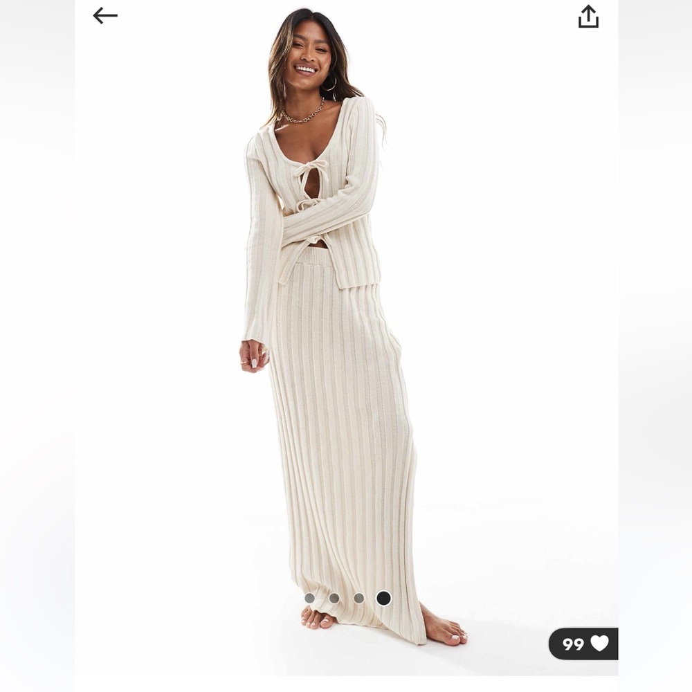 ASOS Cream Ribbed Maxi Skirt